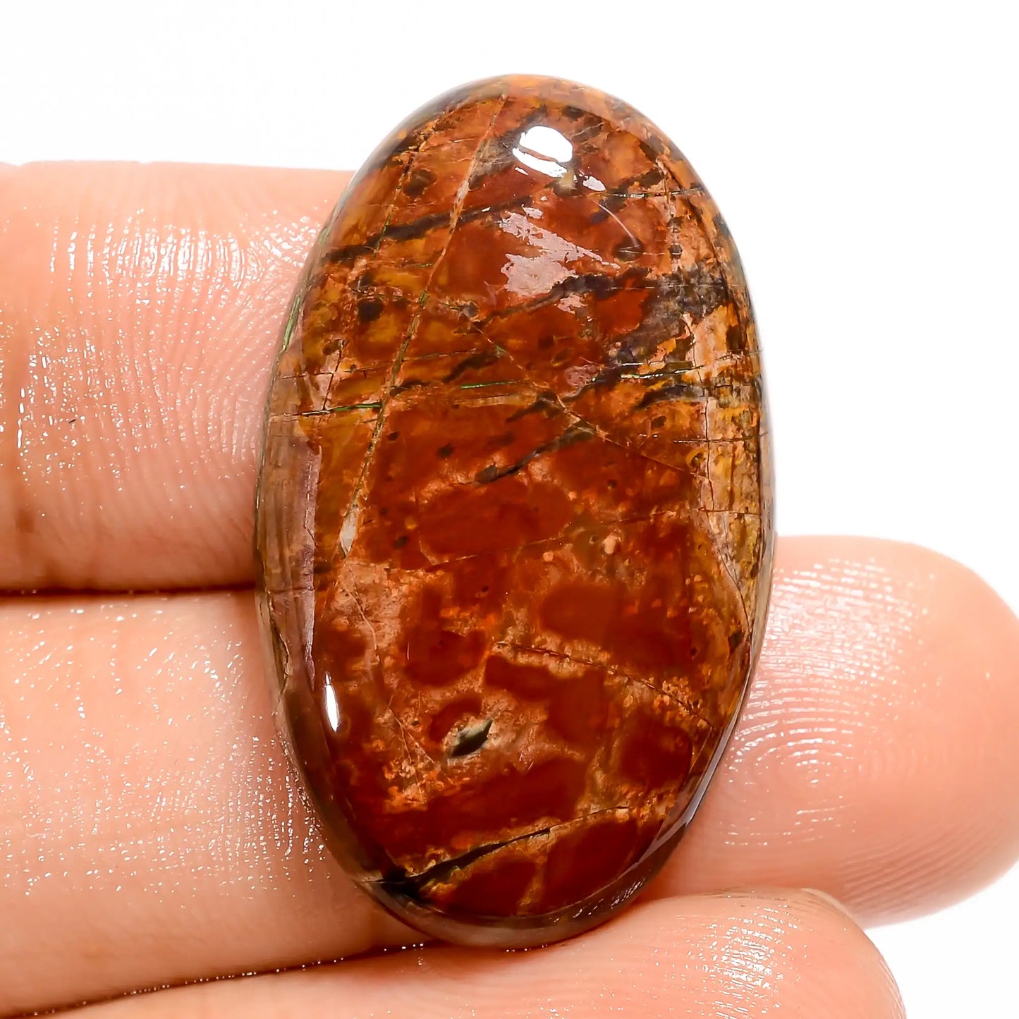Flower Obsidian Jasper Oval Shape Cabochon Loose Gemstone Natural 22.5 Ct. 29X17X5 mm V-5464