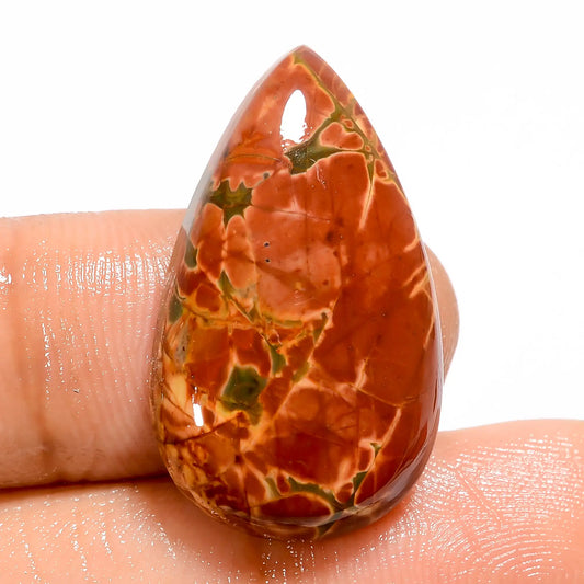 Flower Obsidian Jasper Pear Shape Cabochon Loose Gemstone Natural 18.5 Ct. 27X16X5 mm V-5466