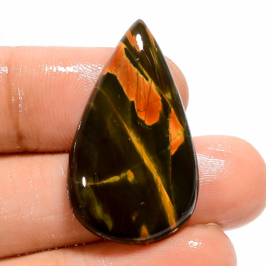 Flower Obsidian Jasper Pear Shape Cabochon Loose Gemstone Natural 22 Ct. 30X18X5 mm V-5467