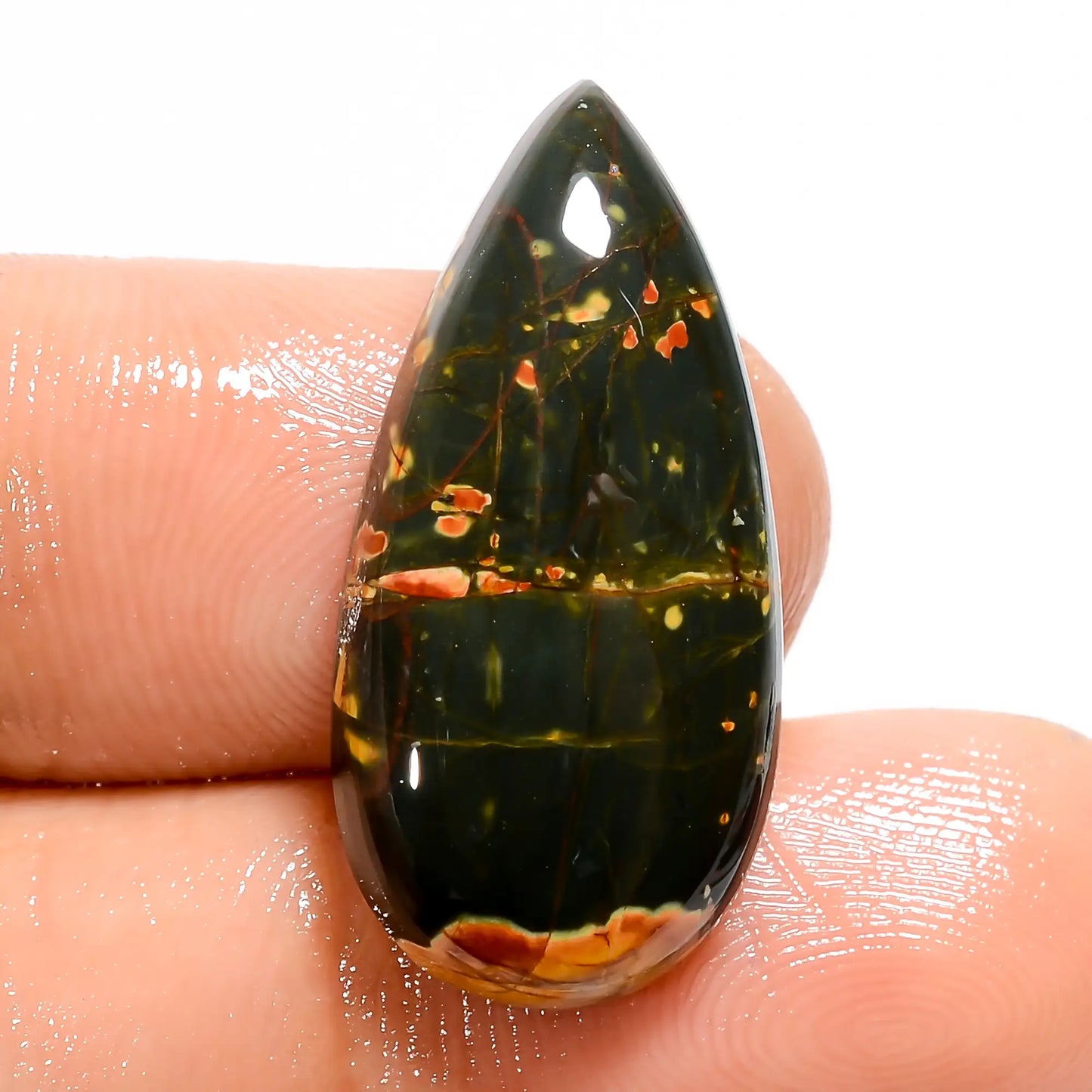 Flower Obsidian Jasper Pear Shape Cabochon Loose Gemstone Natural 13 Ct. 25X12X5 mm V-5468