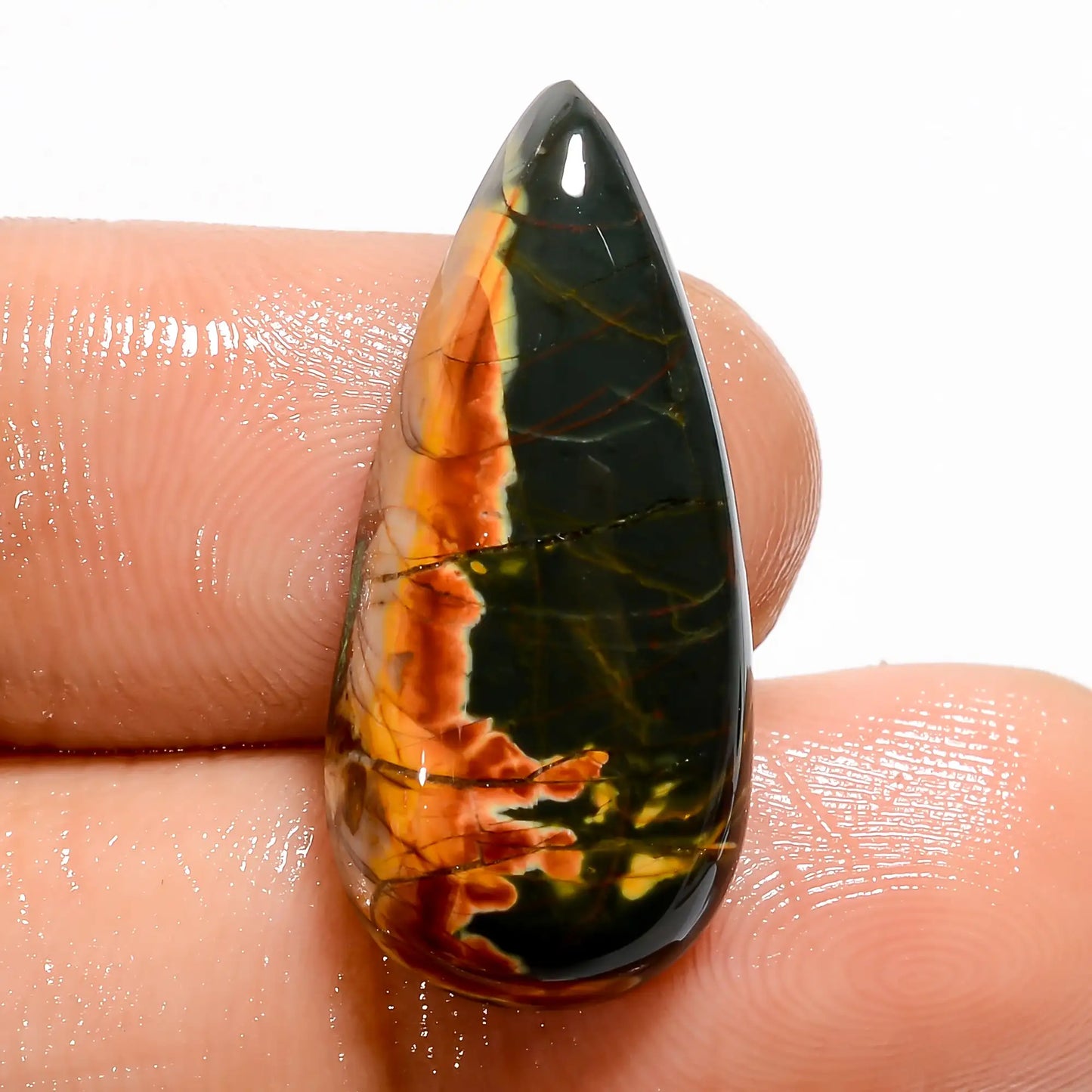 Flower Obsidian Jasper Pear Shape Cabochon Loose Gemstone Natural 11.5 Ct. 25X12X5 mm V-5469