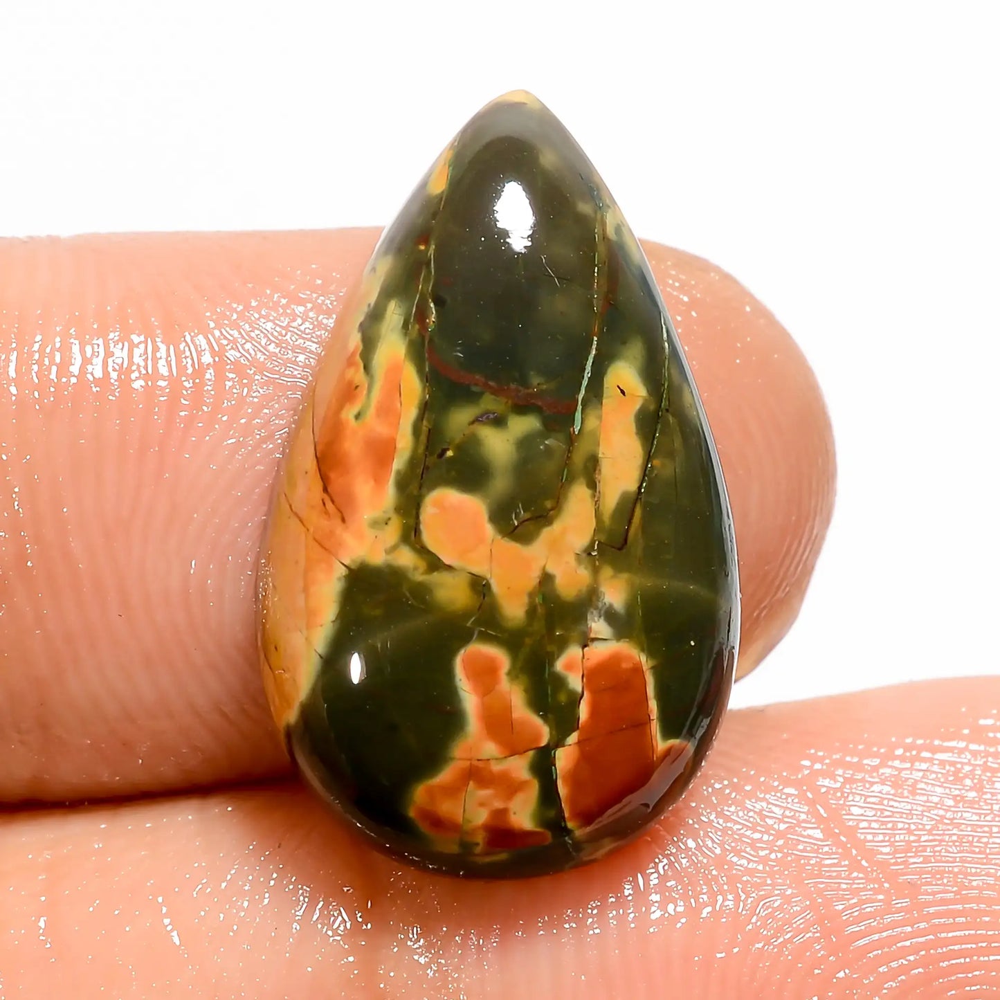 Flower Obsidian Jasper Pear Shape Cabochon Loose Gemstone Natural 9 Ct. 20X12X5 mm V-5471