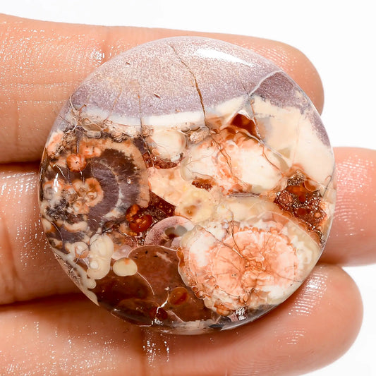 Bird Eye Jasper Round Shape Cabochon Loose Gemstone Natural 45 Ct. 32X32X6 mm V-5492