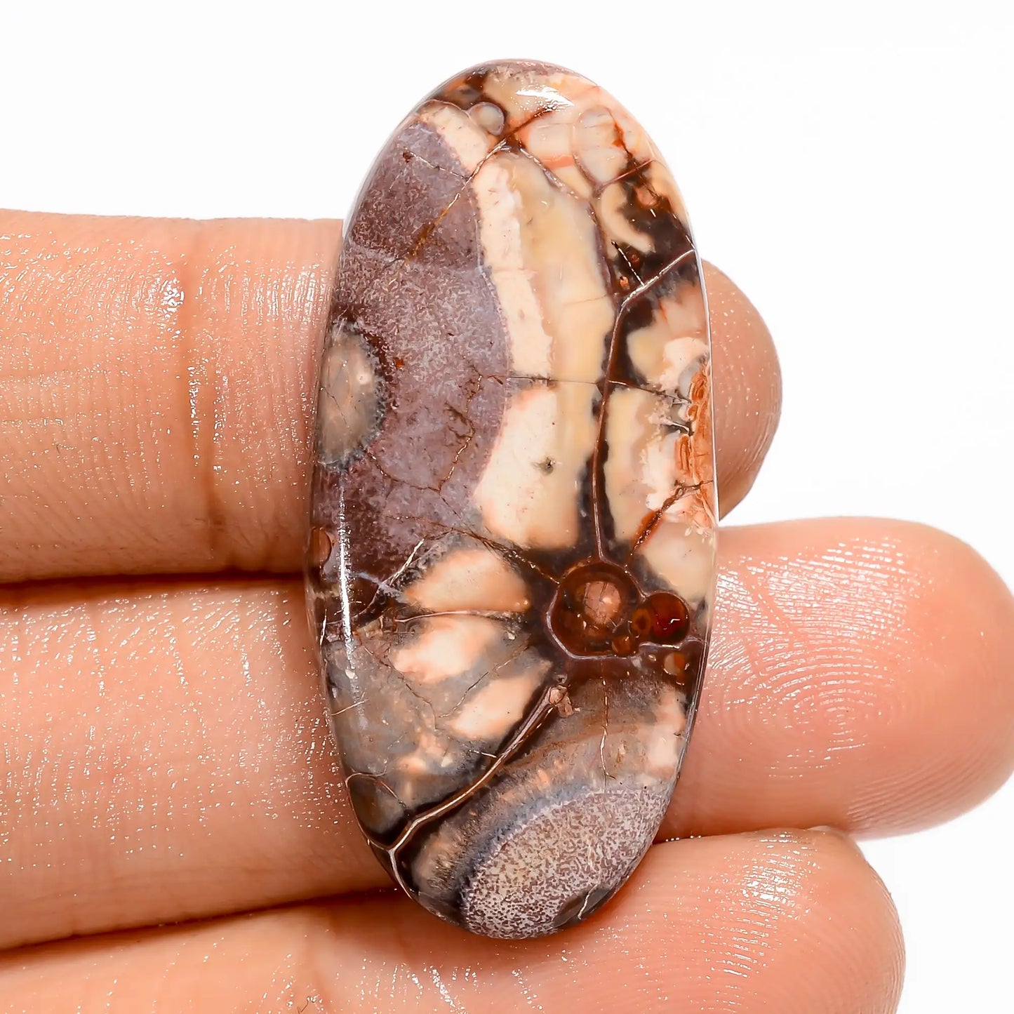 Bird Eye Jasper Oval Shape Cabochon Loose Gemstone Natural 27 Ct. 35X17X5 mm V-5493