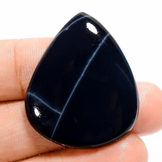 Spider Web Obsidian Pear Shape Cabochon Loose Gemstone Natural 31.5 Ct. 33X27X5 mm V-5522