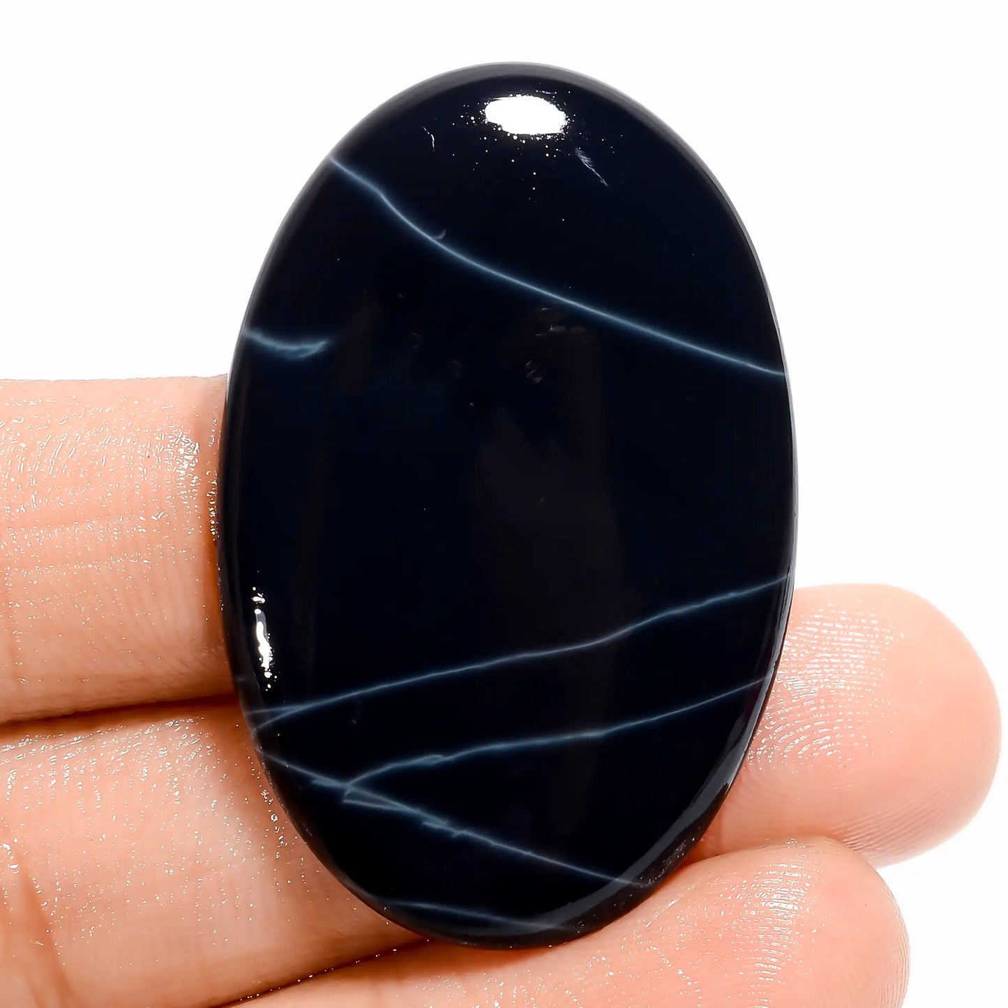 Spider Web Obsidian Oval Shape Cabochon Loose Gemstone Natural 40.5 Ct. 40X26X5 mm V-5524