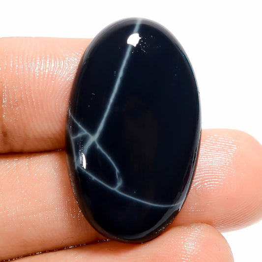 Spider Web Obsidian Oval Shape Cabochon Loose Gemstone Natural 22.5 Ct. 28X17X5 mm V-5525