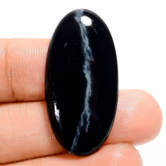 Spider Web Obsidian Oval Shape Cabochon Loose Gemstone Natural 23 Ct. 34X17X5 mm V-5527