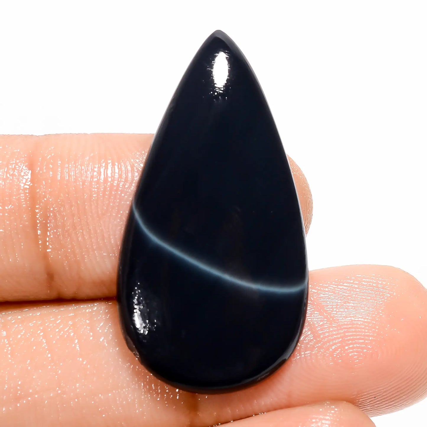 Spider Web Obsidian Pear Shape Cabochon Loose Gemstone Natural 15 Ct. 32X17X4 mm V-5533