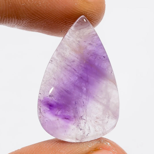 Trapiche Amethyst Pear Shape Cabochon Loose Gemstone Natural 15.5 Ct. 25X16X5 mm V-5537