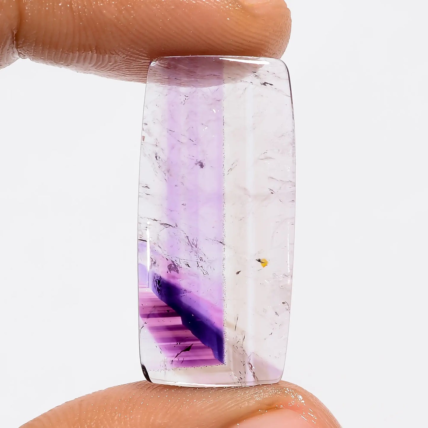 Trapiche Amethyst Radiant Shape Cabochon Loose Gemstone Natural 14 Ct. 29X14X3 mm V-5538