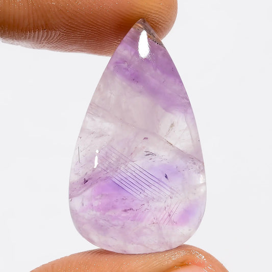Trapiche Amethyst Pear Shape Cabochon Loose Gemstone Natural 30.5 Ct. 30X17X7 mm V-5539