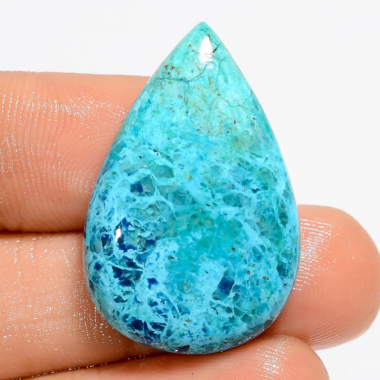Chrysocolla Pear Shape Cabochon Loose Gemstone Natural 28 Ct. 30X20X6 mm V-5549