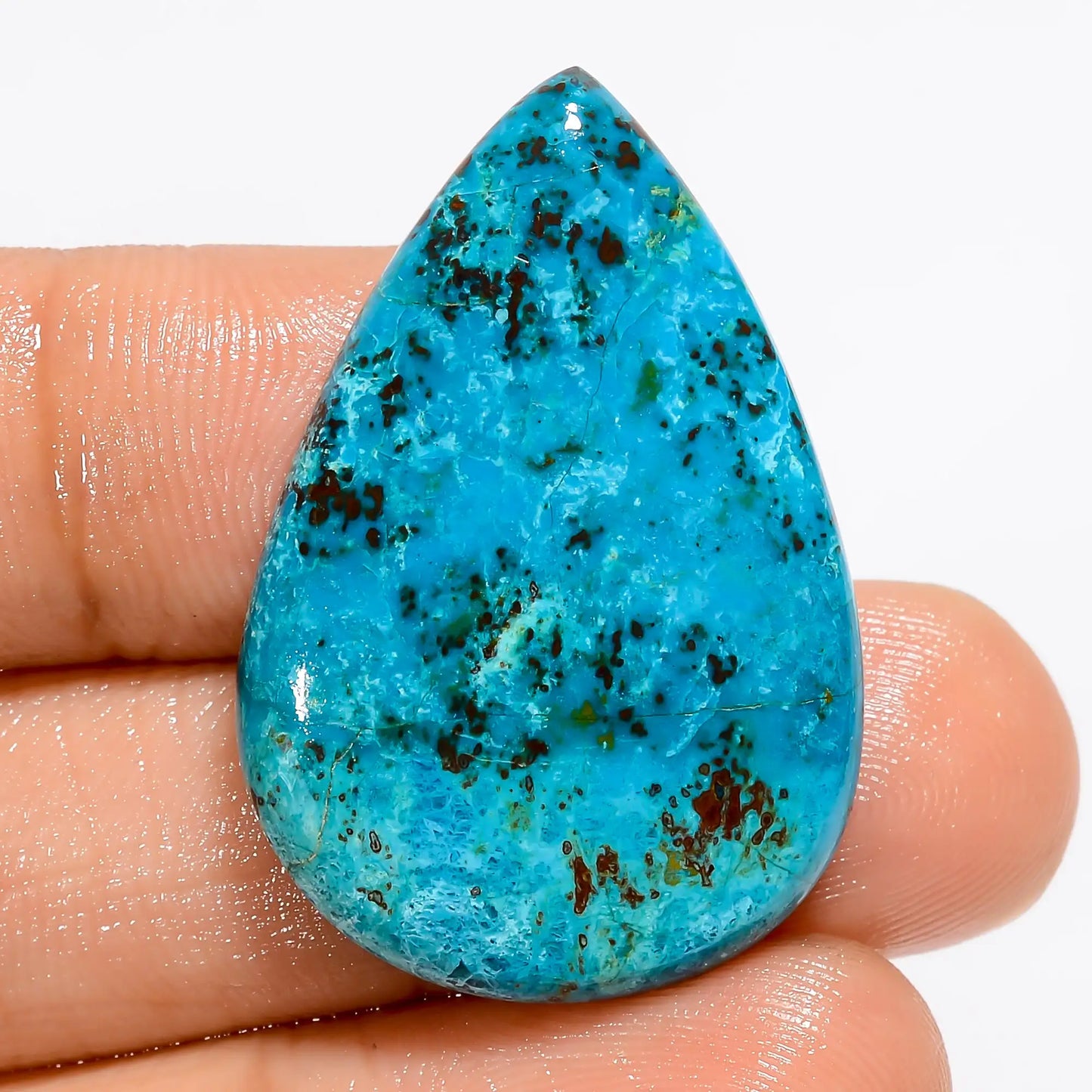 Chrysocolla Pear Shape Cabochon Loose Gemstone Natural 30 Ct. 33X22X5 mm V-5551