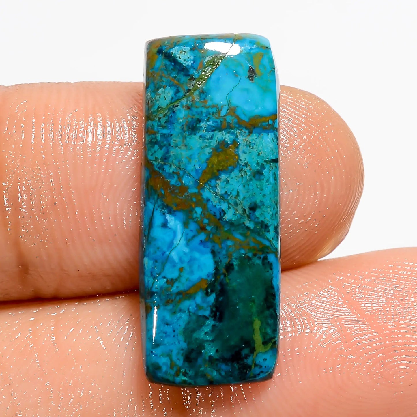 Chrysocolla Radiant Shape Cabochon Loose Gemstone Natural 8.5 Ct. 24X9X4 mm V-5569