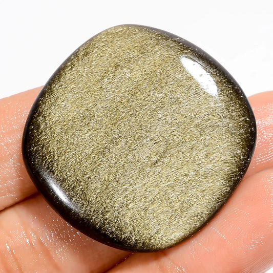 Golden Sheen Obsidian Cushion Shape Cabochon Loose Gemstone Natural 48.5 Ct. 32X32X6 mm V-5572