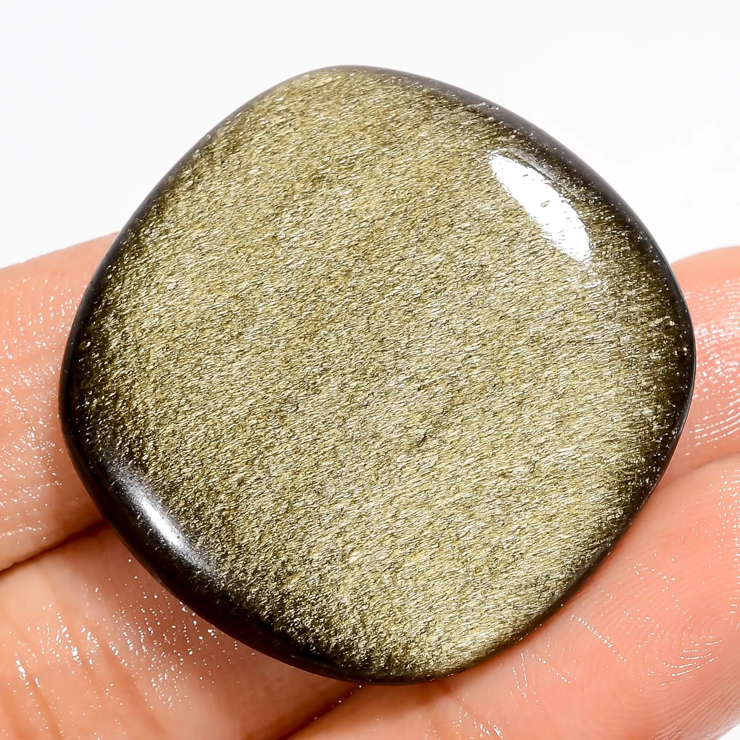 Golden Sheen Obsidian Cushion Shape Cabochon Loose Gemstone Natural 48.5 Ct. 32X32X6 mm V-5572