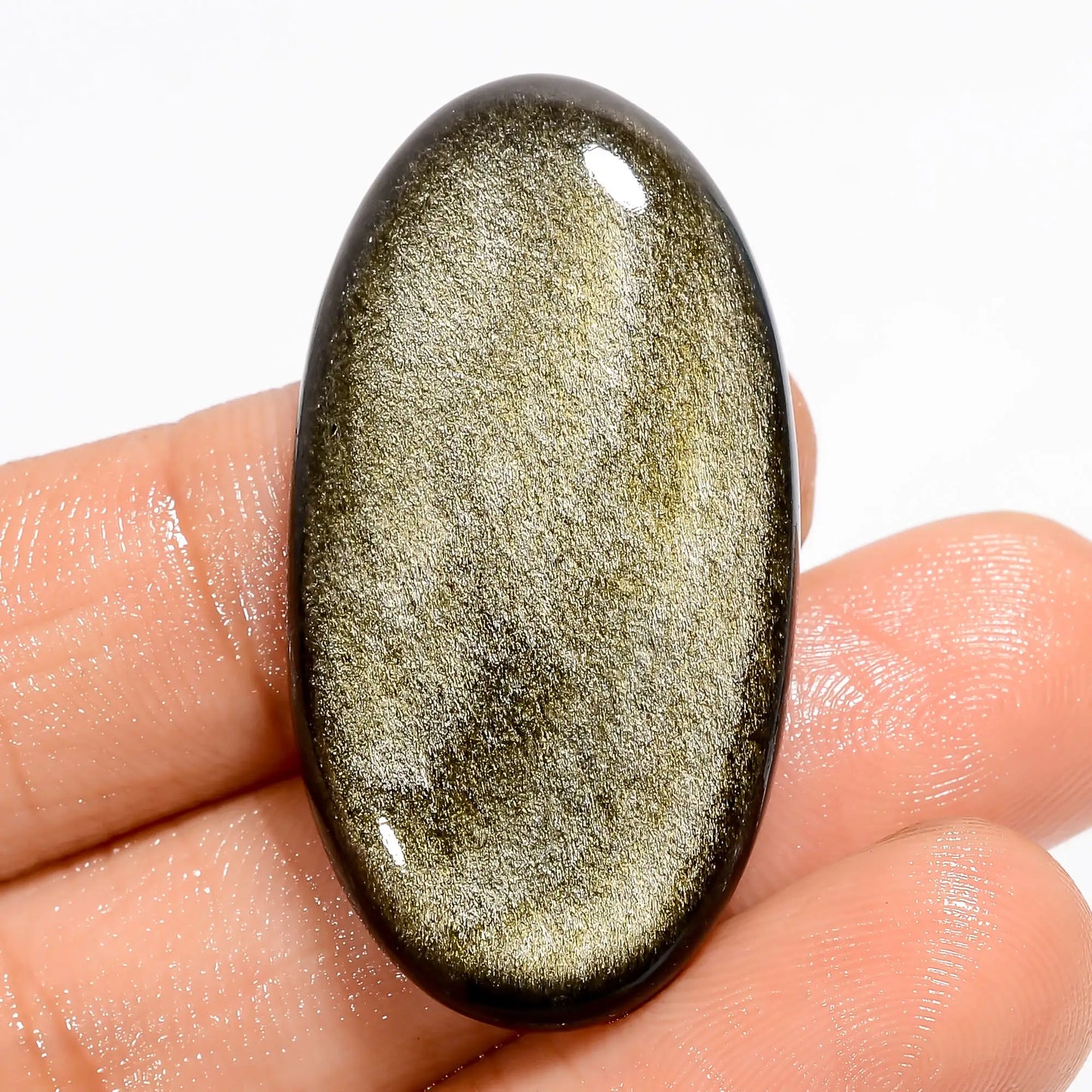 Golden Sheen Obsidian Oval Shape Cabochon Loose Gemstone Natural 34.5 Ct. 37X20X6 mm V-5573