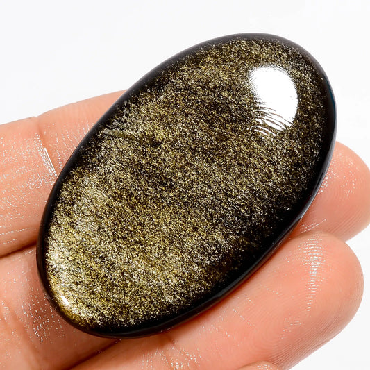 Golden Sheen Obsidian Oval Shape Cabochon Loose Gemstone Natural 62.5 Ct. 43X26X7 mm V-5574