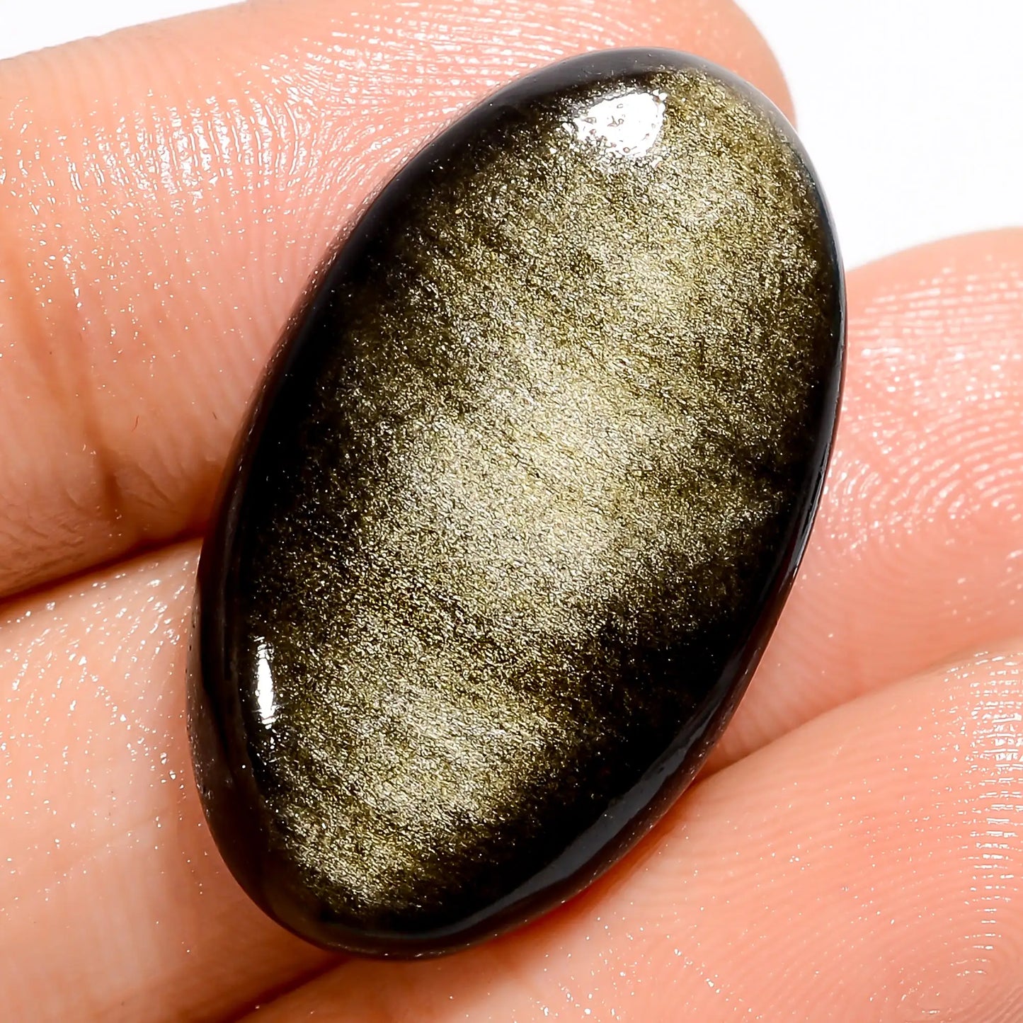 Golden Sheen Obsidian Oval Shape Cabochon Loose Gemstone Natural 22 Ct. 28X16X6 mm V-5577