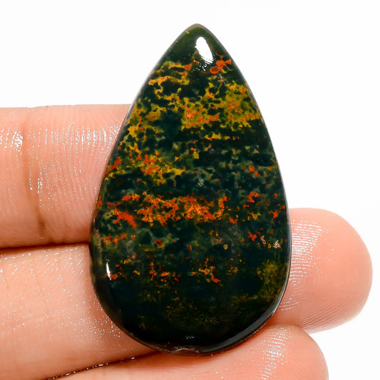 Bloodstone Pear Shape Cabochon Loose Gemstone Natural 28 Ct. 35X21X5 mm V-5579
