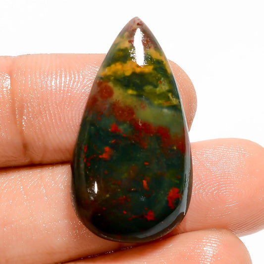 Bloodstone Pear Shape Cabochon Loose Gemstone Natural 23.5 Ct. 30X16X5 mm V-5593