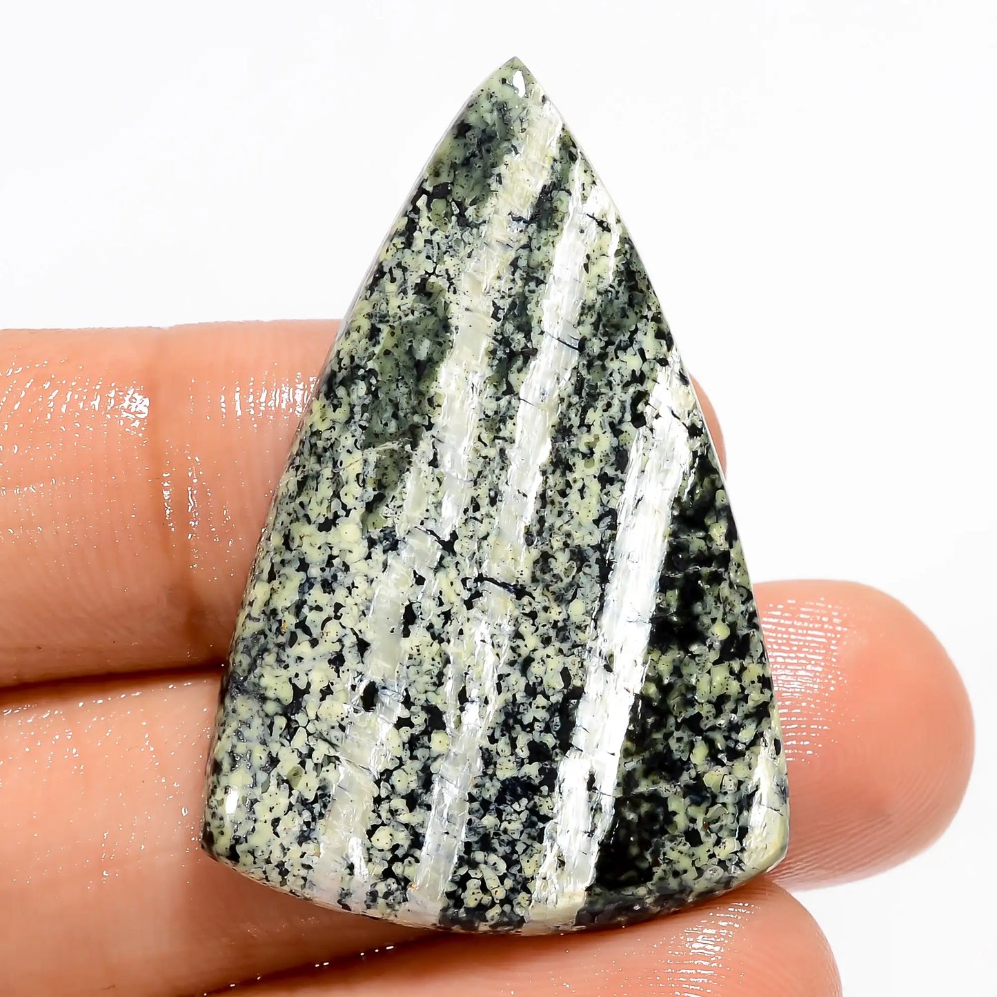 Green Swiss Opal Triangle Shape Cabochon Loose Gemstone Natural 33 Ct. 38X25X5 mm V-5598