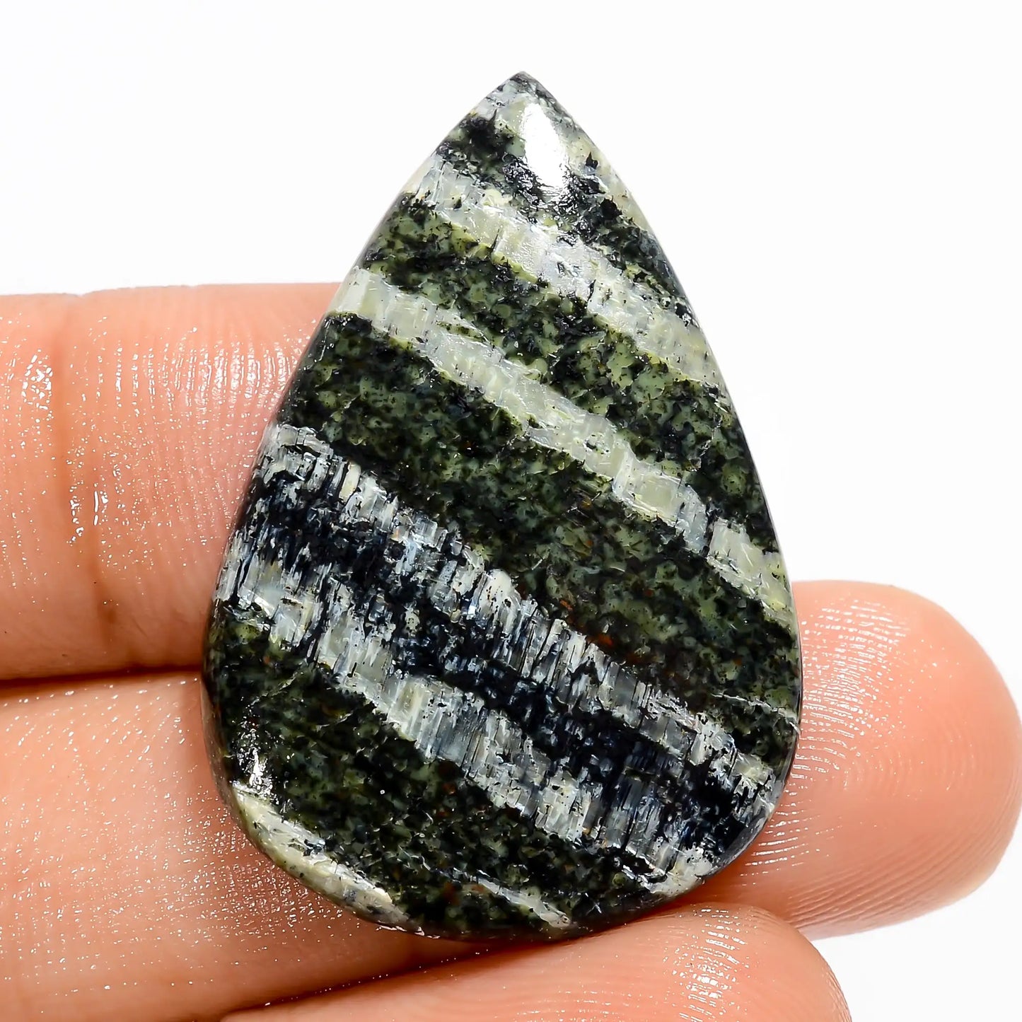 Green Swiss Opal Pear Shape Cabochon Loose Gemstone Natural 27 Ct. 34X23X4 mm V-5605