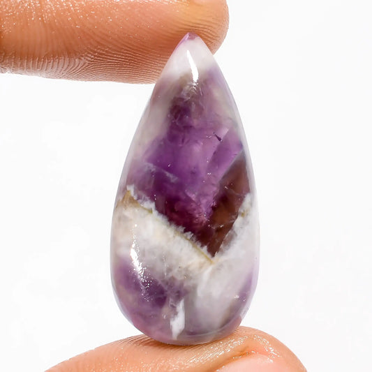 Chevron Amethyst Pear Shape Cabochon Loose Gemstone Natural 22.5 Ct. 32X15X5 mm V-5674