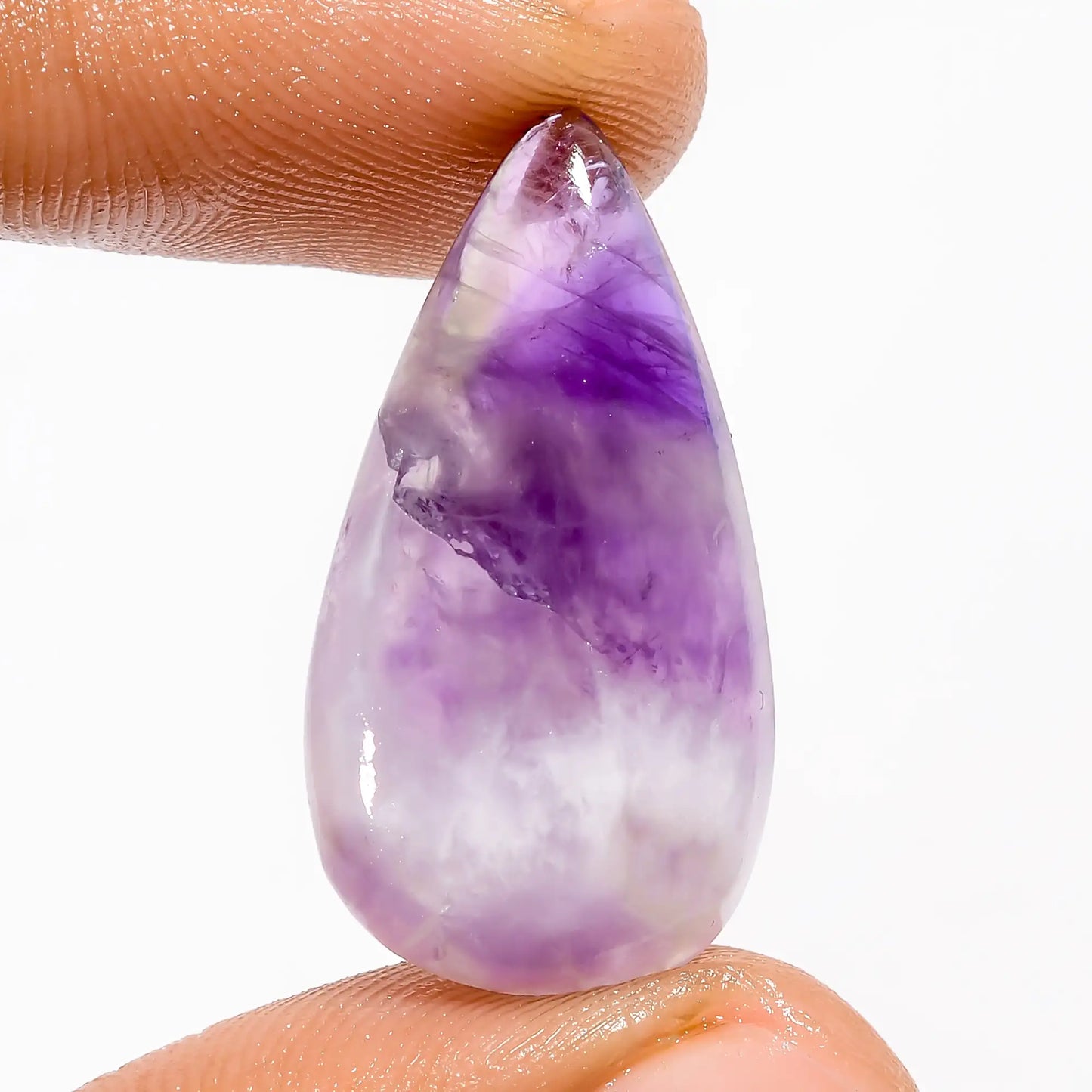 Chevron Amethyst Pear Shape Cabochon Loose Gemstone Natural 14 Ct. 27X14X5 mm V-5676