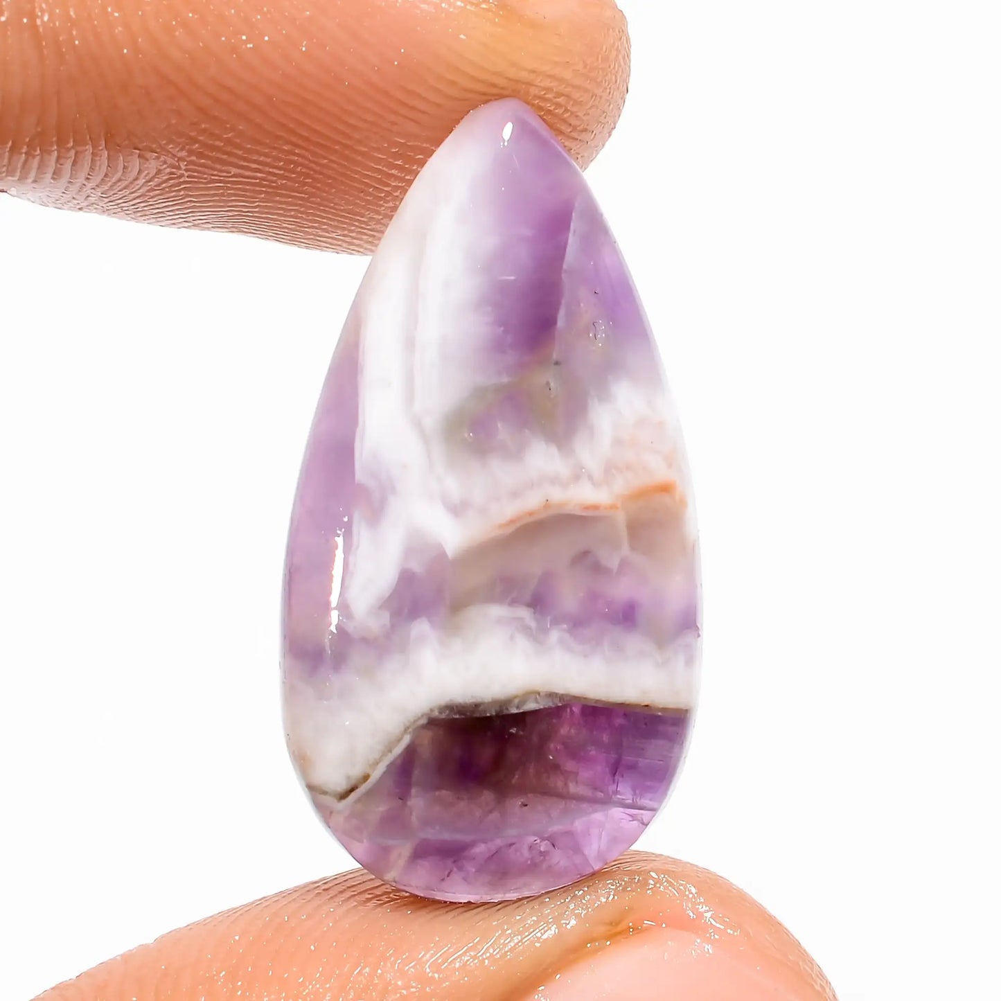Chevron Amethyst Pear Shape Cabochon Loose Gemstone Natural 12.5 Ct. 26X14X4 mm V-5679