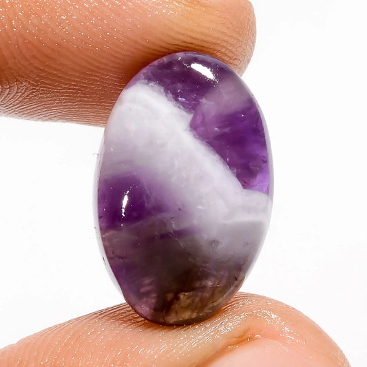 Chevron Amethyst Oval Shape Cabochon Loose Gemstone Natural 10 Ct. 18X12X4 mm V-5682