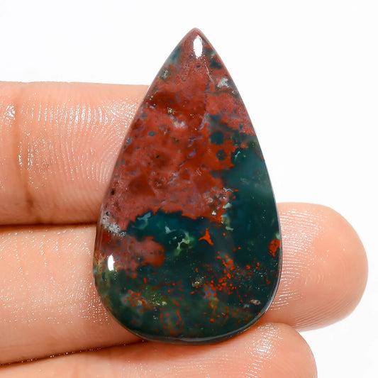 Bloodstone Pear Shape Cabochon Loose Gemstone Natural 22.5 Ct. 32X19X5 mm V-5732