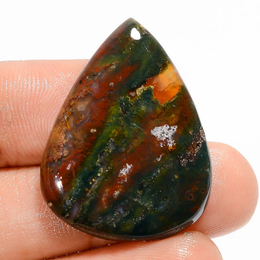 Bloodstone Pear Shape Cabochon Loose Gemstone Natural 27 Ct. 31X23X5 mm V-5733