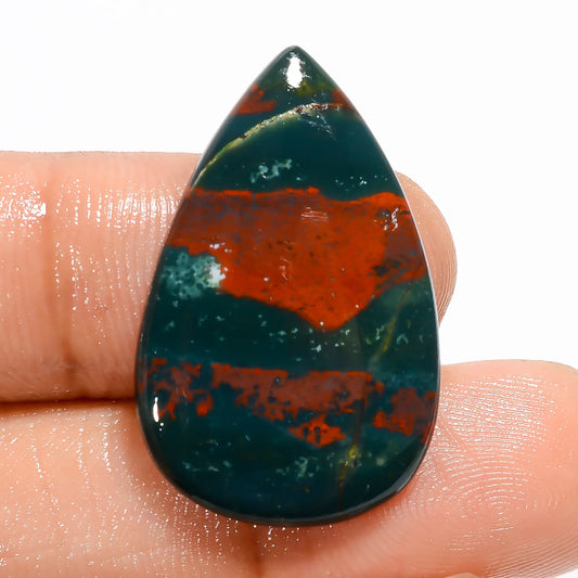 Bloodstone Pear Shape Cabochon Loose Gemstone Natural 14.5 Ct. 28X18X4 mm V-5734