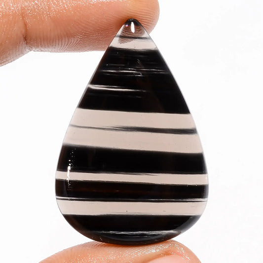 Midnight Obsidian Pear Shape Cabochon Loose Gemstone Natural 36.5 Ct. 40X27X5 mm V-5745