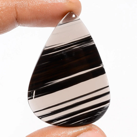 Midnight Obsidian Pear Shape Cabochon Loose Gemstone Natural 37 Ct. 40X30X4 mm V-5750