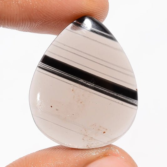 Midnight Obsidian Pear Shape Cabochon Loose Gemstone Natural 19 Ct. 28X23X4 mm V-5759