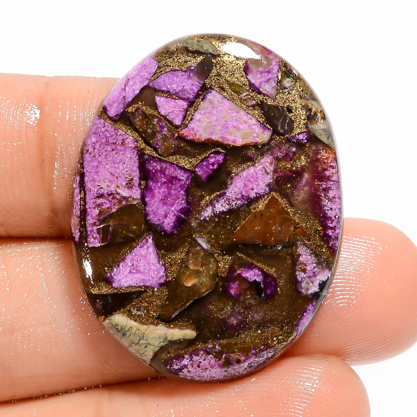 Spiny Copper Stichtite Oval Shape Cabochon Loose Gemstone 22.5 Ct. 31X24X4 mm V-5786