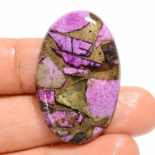 Spiny Copper Stichtite Oval Shape Cabochon Loose Gemstone 28.5 Ct. 35X22X4 mm V-5792