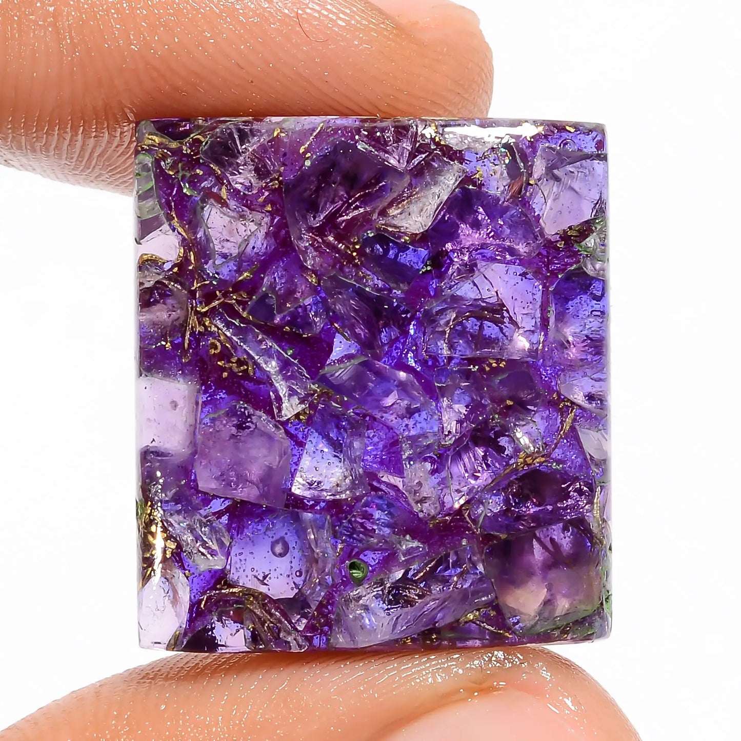 Spiny Copper Trapiche Amethyst Rectangle Shape Cabochon Loose Gemstone 22.5 Ct. 24X21X4 mm V-5793