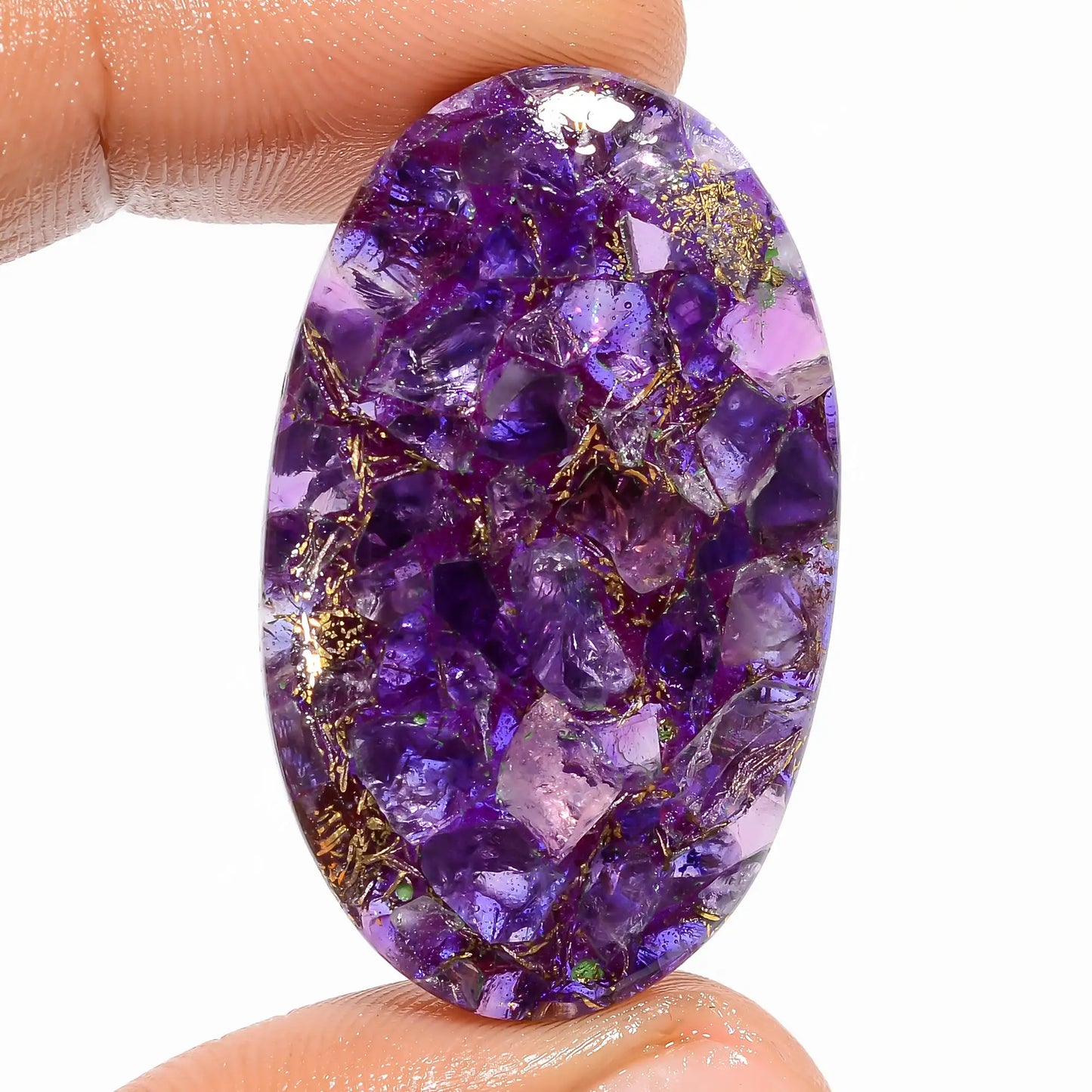 Wonderful A One Quality Spiny Copper Trapiche Amethyst Oval Shape Cabochon Gemstone For Making Jewelry 38.5 Ct 38X23X5 mm V-5796