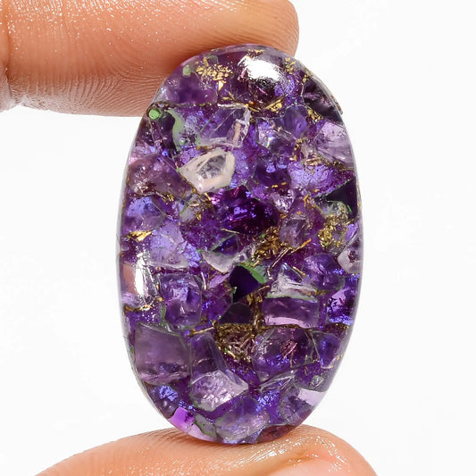 Spiny Copper Trapiche Amethyst Oval Shape Cabochon Loose Gemstone 27 Ct. 32X20X5 mm V-5804