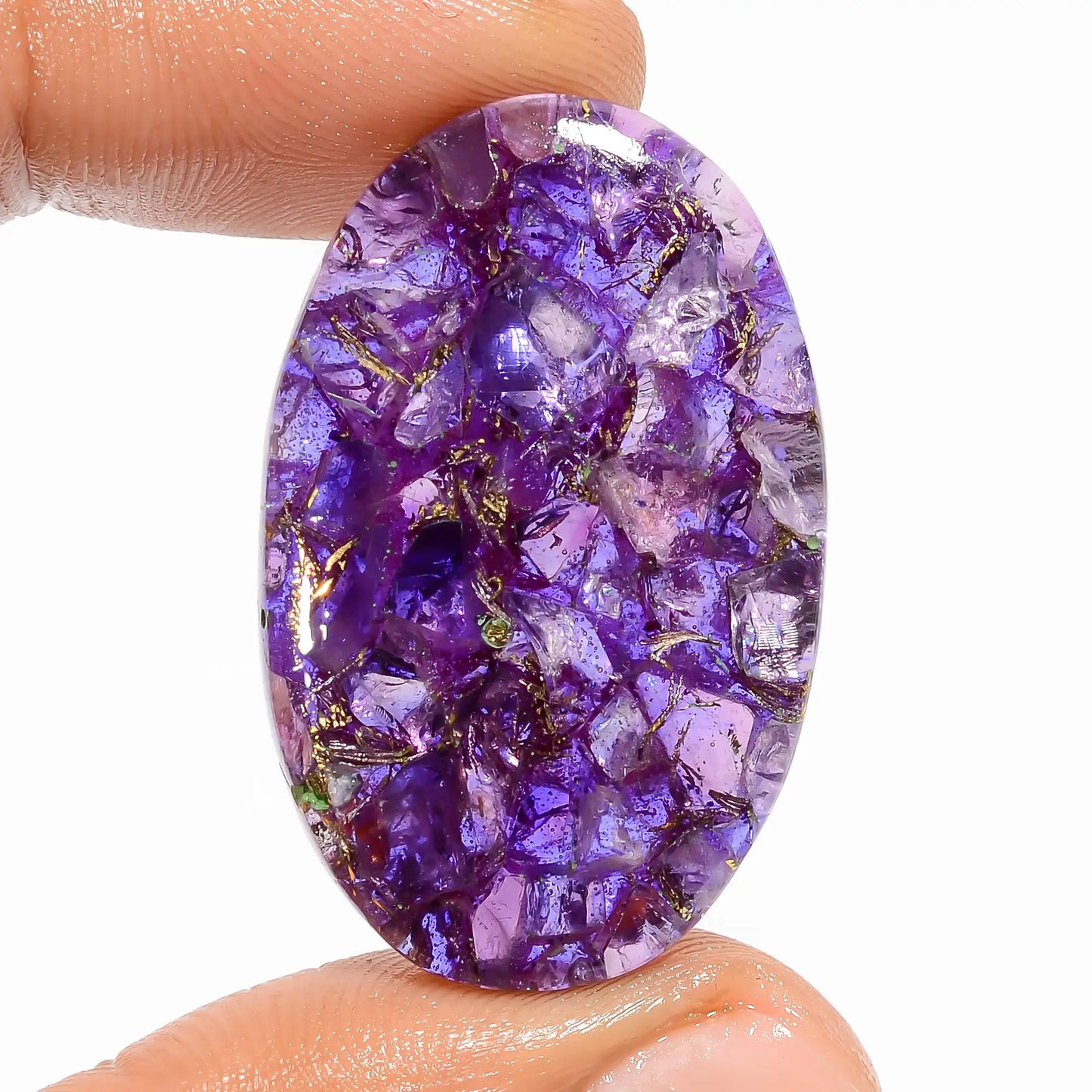 Spiny Copper Trapiche Amethyst Oval Shape Cabochon Loose Gemstone 28 Ct. 34X22X5 mm V-5808