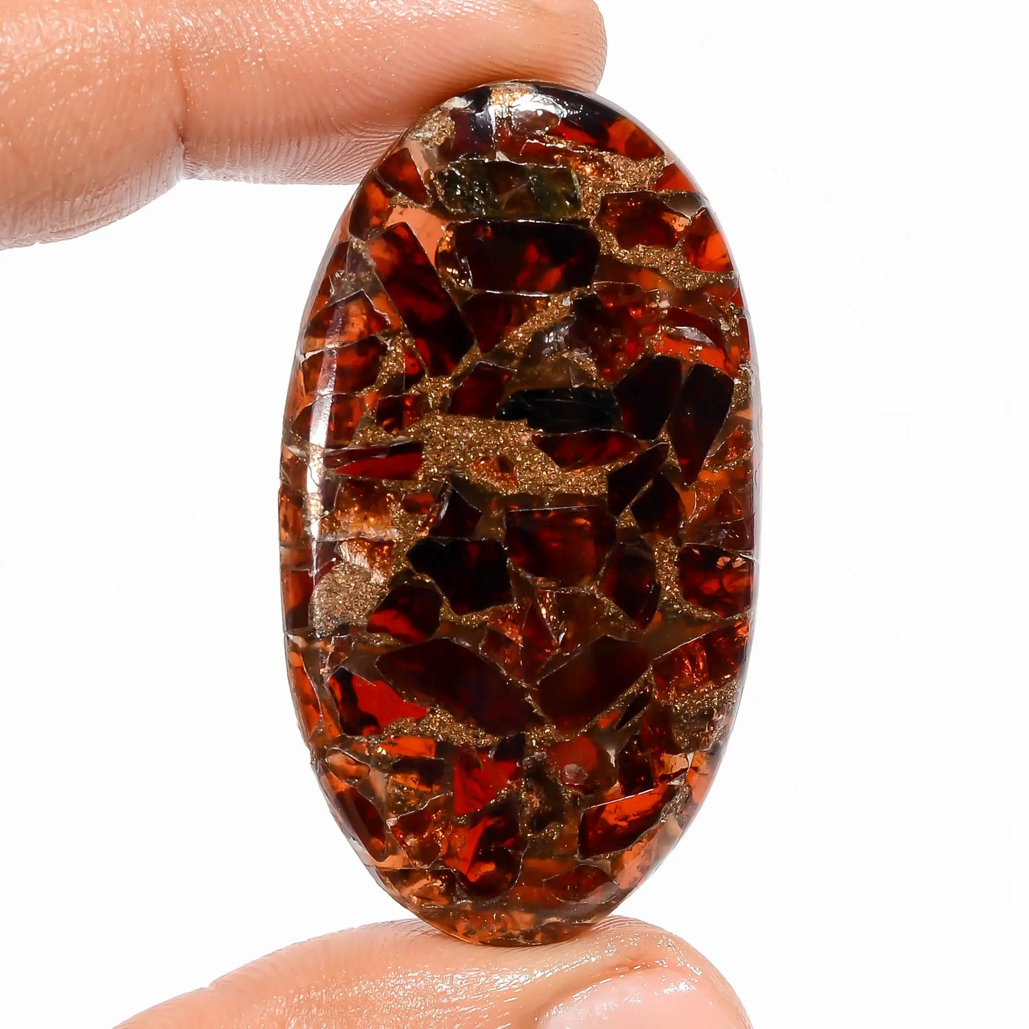 Spiny Copper Hessonite Garnet Oval Shape Cabochon Loose Gemstone 66.5 Ct. 47X26X5 mm V-5821