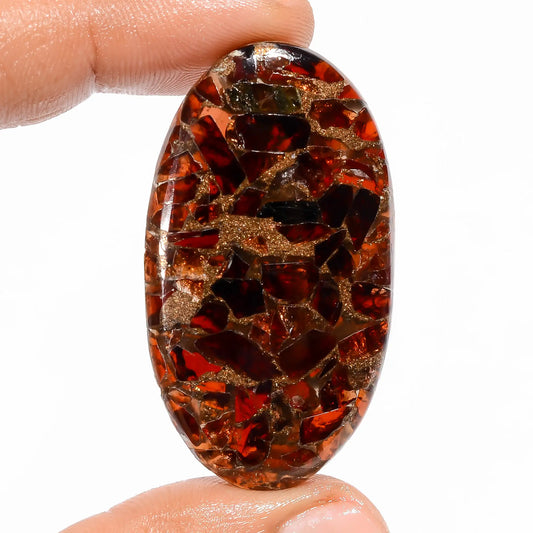 Spiny Copper Hessonite Garnet Oval Shape Cabochon Loose Gemstone 66.5 Ct. 47X26X5 mm V-5821