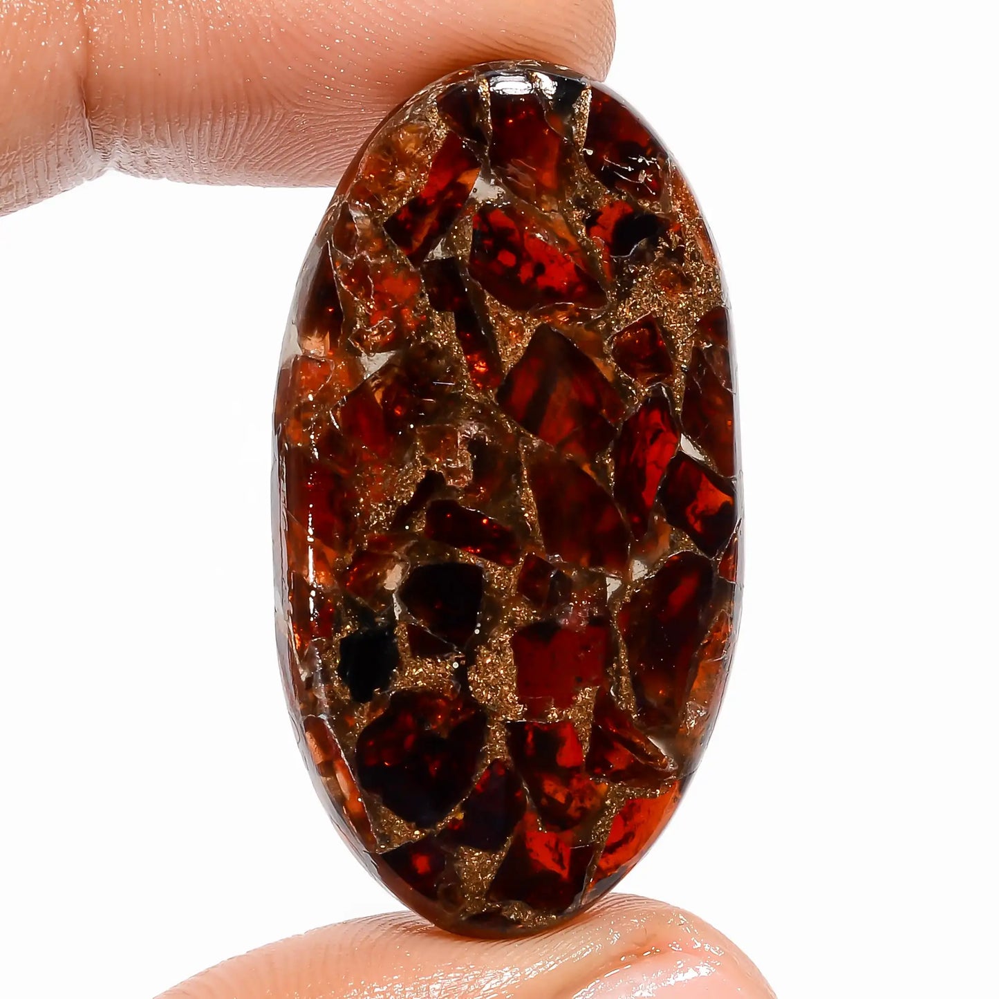 Spiny Copper Hessonite Garnet Oval Shape Cabochon Loose Gemstone 43.5 Ct. 39X21X5 mm V-5822