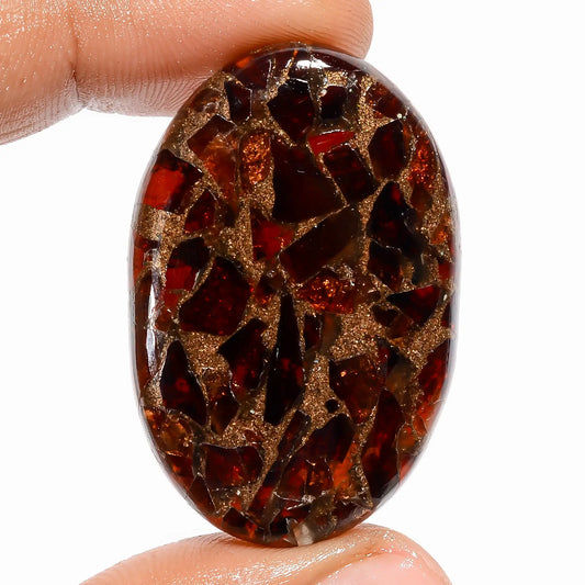 Spiny Copper Hessonite Garnet Oval Shape Cabochon Loose Gemstone 61 Ct. 39X25X5 mm V-5825