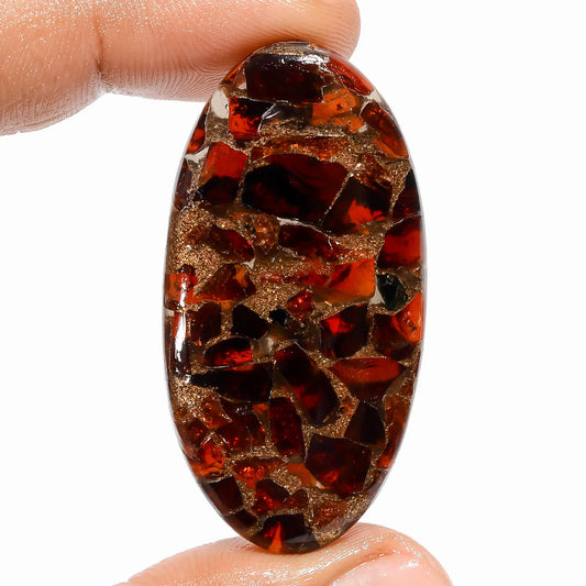 Spiny Copper Hessonite Garnet Oval Shape Cabochon Loose Gemstone 55 Ct. 46X23X5 mm V-5826