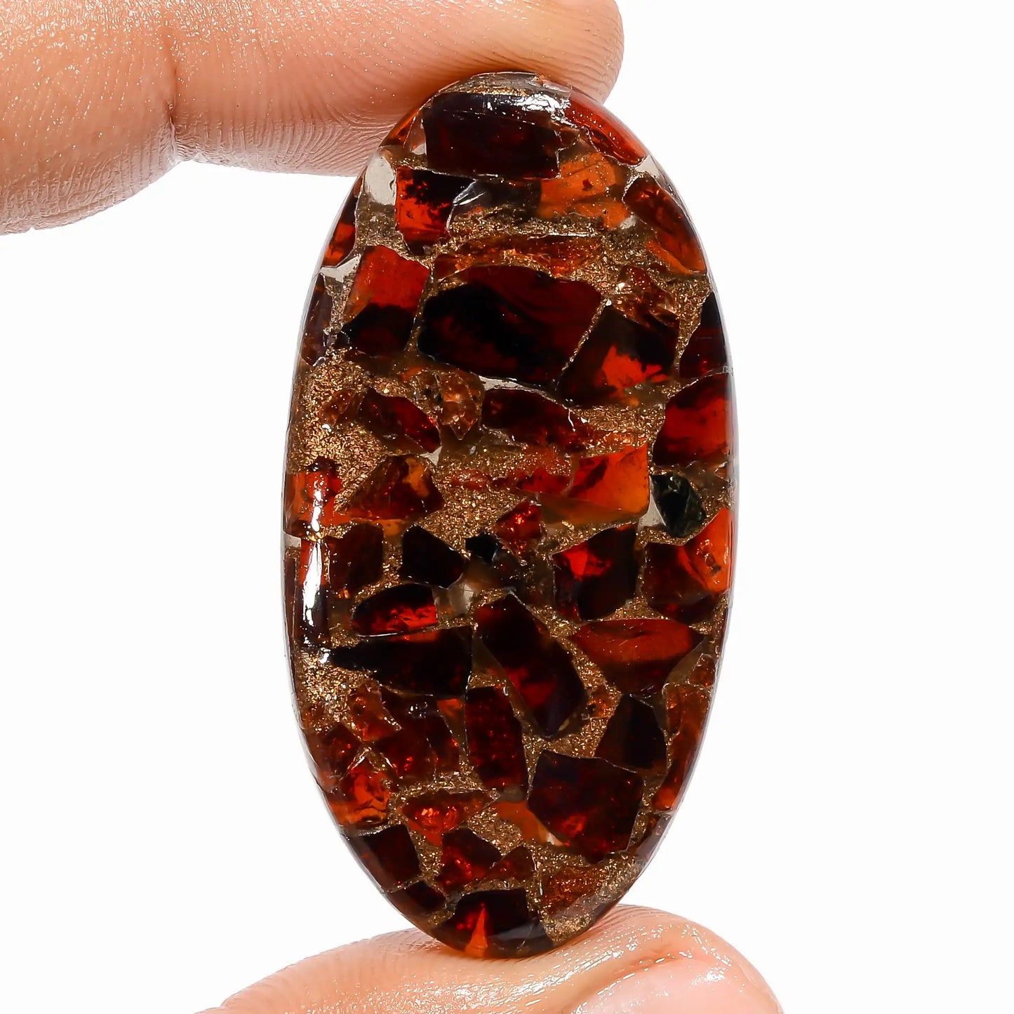 Spiny Copper Hessonite Garnet Oval Shape Cabochon Loose Gemstone 55 Ct. 46X23X5 mm V-5826